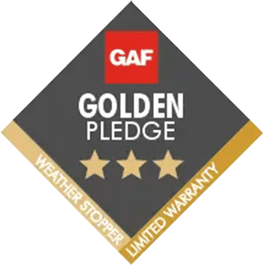 A Golden pledge award and a logo of GAF