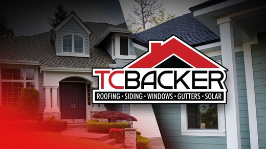 TC Backer Logo with background of residential building