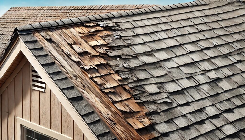 A picture of a roof that is damaged.