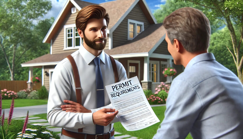 A man smiling while holding a paper that says "PERMIT REQUIREMENTS"