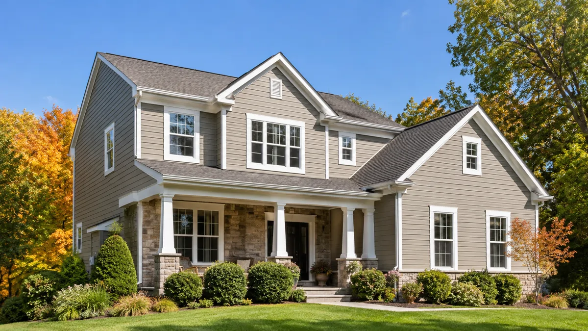 Two-story Pennsylvania home with freshly installed lap siding by TC Backer Construction